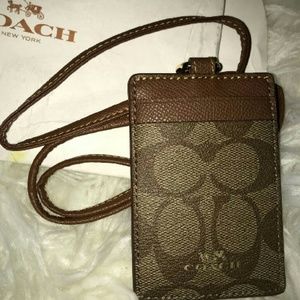 Coach lanyard id holder wallet new